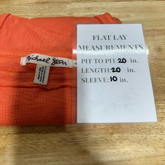 Michael Stars Boxy Cut Oversized Short Sleeve Scoop Neck Shirt Women's OS Orange - Picture 5 of 6